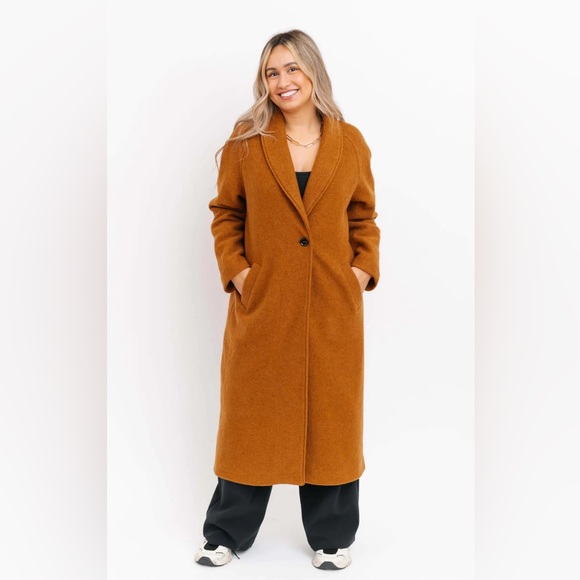 Smash + Tess Jackets & Blazers - Smash+Tess Emory Merino Wool Long Coat in Caramel Brown